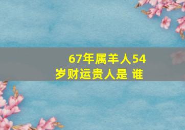 67年属羊人54岁财运贵人是 谁